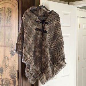 Modena brown plaid Poncho